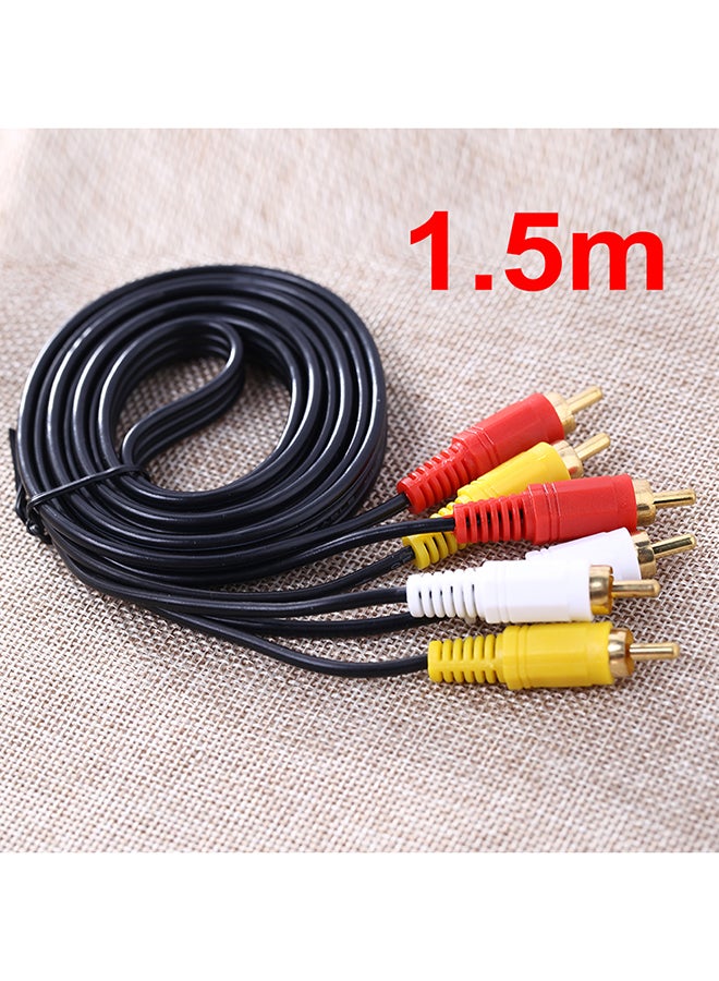 Generic - 3 RCA Composite Male To Male Audio Video AV Cable For DVD TV Black - Image 1