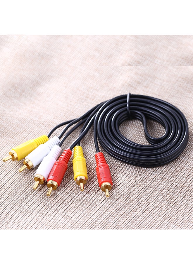 Generic - 3 RCA Composite Male To Male Audio Video AV Cable For DVD TV Black - Image 1
