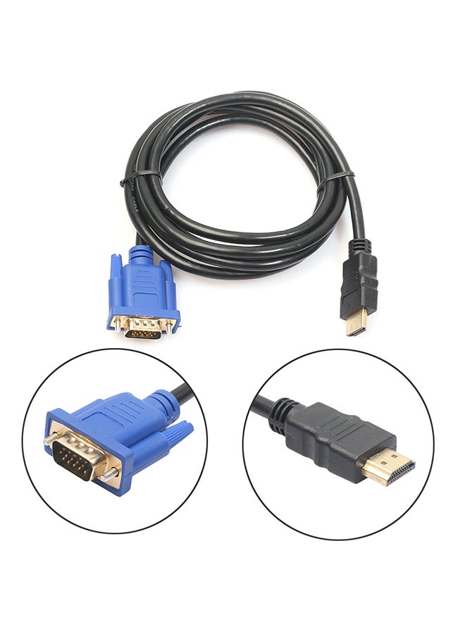 Generic - HDMI Gold Male To VGA HD Male 15Pin Adapter 1080P Converter Cable 6FT Black - Image 1