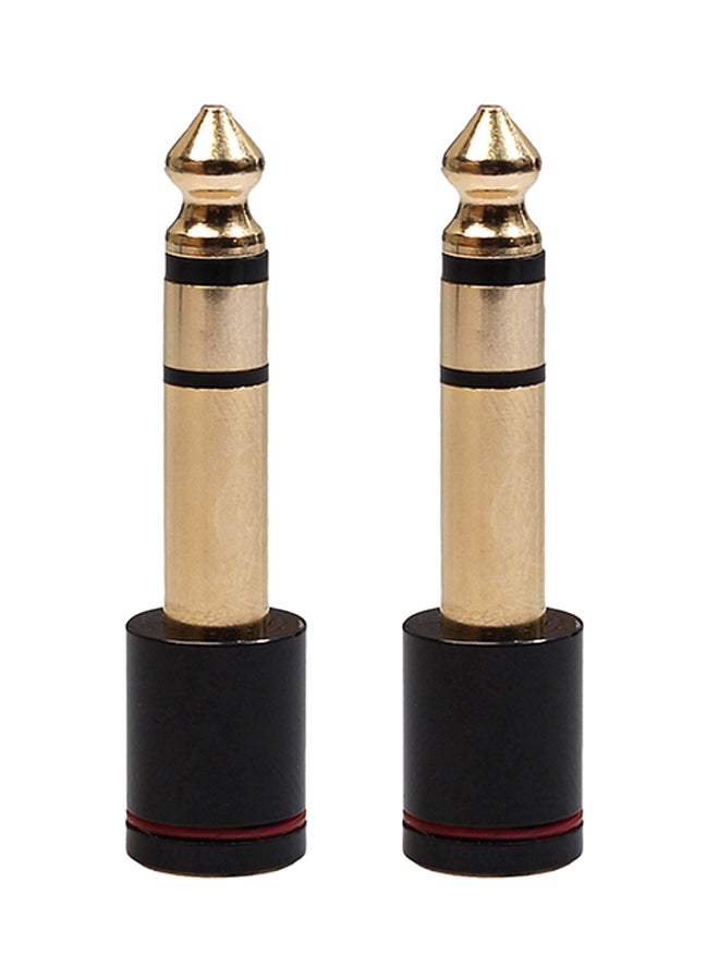 2-Piece 6.5mm Male Plug To 3.5mm Female Jack Stereo Headphone Audio Adapter Black  - Image 1