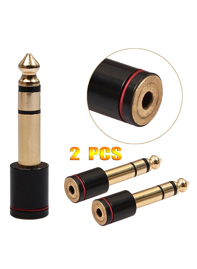 2-Piece 6.5mm Male Plug To 3.5mm Female Jack Stereo Headphone Audio Adapter Black  - Image 2