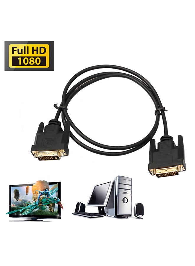 Generic - Digital Monitor DVI D to DVI-D Gold Male 24+1 Pin Dual Link TV Cable Black - Image 1