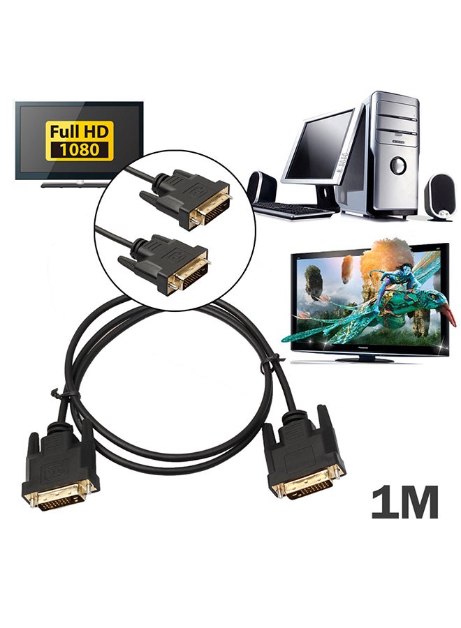 Generic - Digital Monitor DVI D to DVI-D Gold Male 24+1 Pin Dual Link TV Cable Black - Image 1