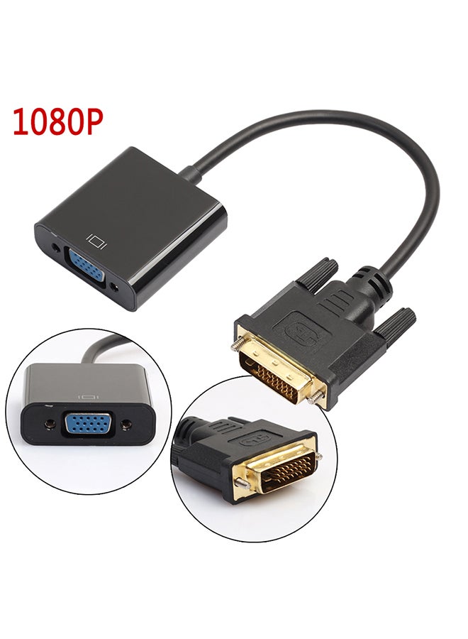 ماركة غير محددة - كابل محول HDTV  بمنفذ DVI إلى منفذ VGA لبطاقات الرسومات في أجهزة الكمبيوتر أسود - Image 1