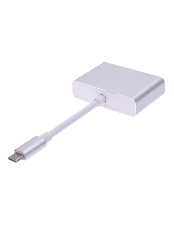 محول 2 في 1 من USB 3.1 Type C إلى 4K HDMI+1080 بيكسل VGA لجهاز ماك بوك/ كمبيوتر محمول فضي - Image 3