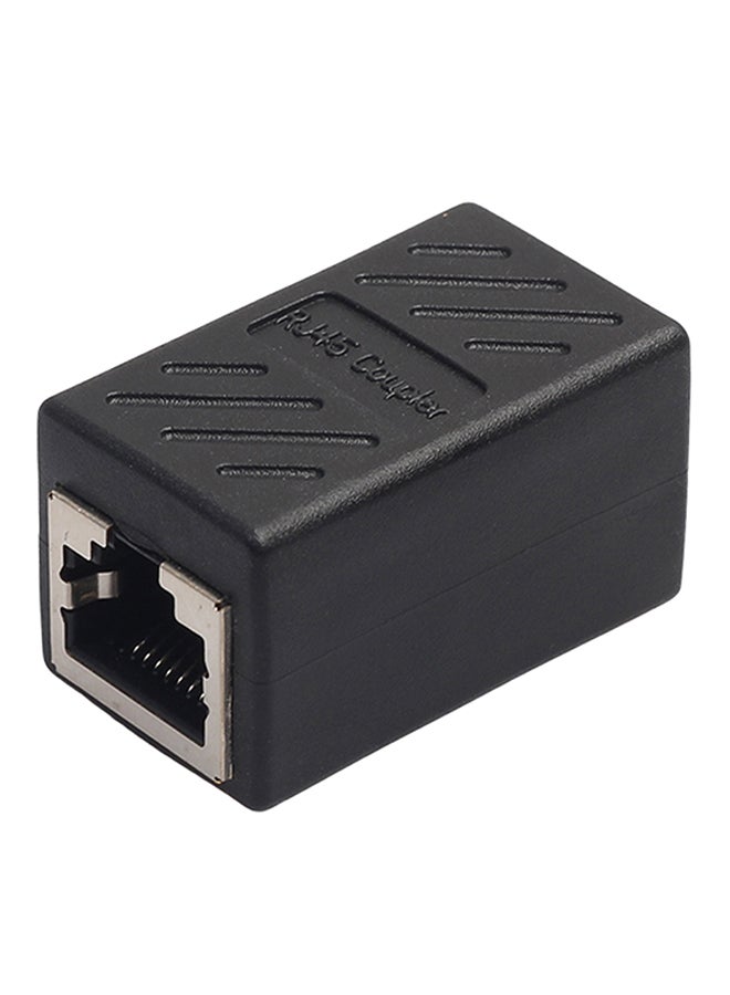 محول توصيل لشبكات إيثرنت وLAN بمنفذ RJ45 أنثى إلى أنثى أسود - Image 1