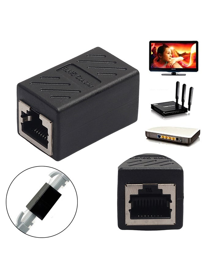 محول توصيل لشبكات إيثرنت وLAN بمنفذ RJ45 أنثى إلى أنثى أسود - Image 2