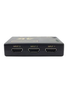 محول HDMI فائق الجودة بدقة 4K 2K بزر لتحديد العرض 3x1، مع جهاز تحكم عن بُعد أسود