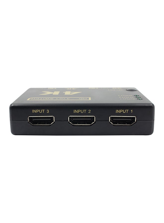ماركة غير محددة - محول HDMI فائق الجودة بدقة 4K 2K بزر لتحديد العرض 3x1، مع جهاز تحكم عن بُعد أسود - Image 1