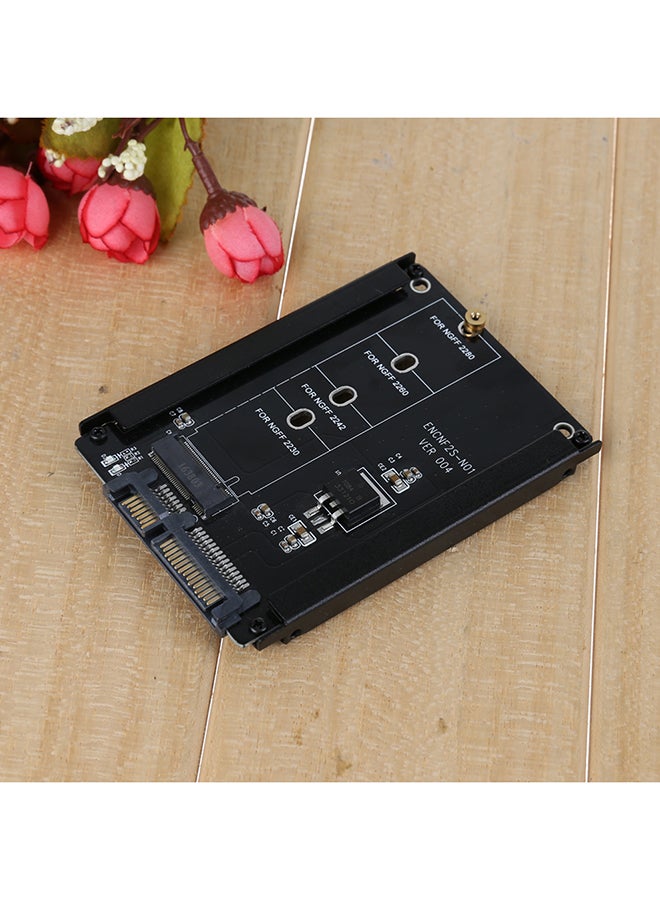 Metal Cased CY B+M Socket 2 M.2 NGFF (SATA) SSD To 2.5 SATA Adapter Black - Image 2
