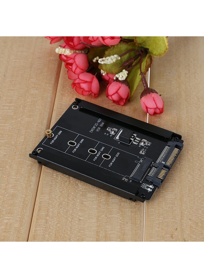 Metal Cased CY B+M Socket 2 M.2 NGFF (SATA) SSD To 2.5 SATA Adapter Black - Image 3