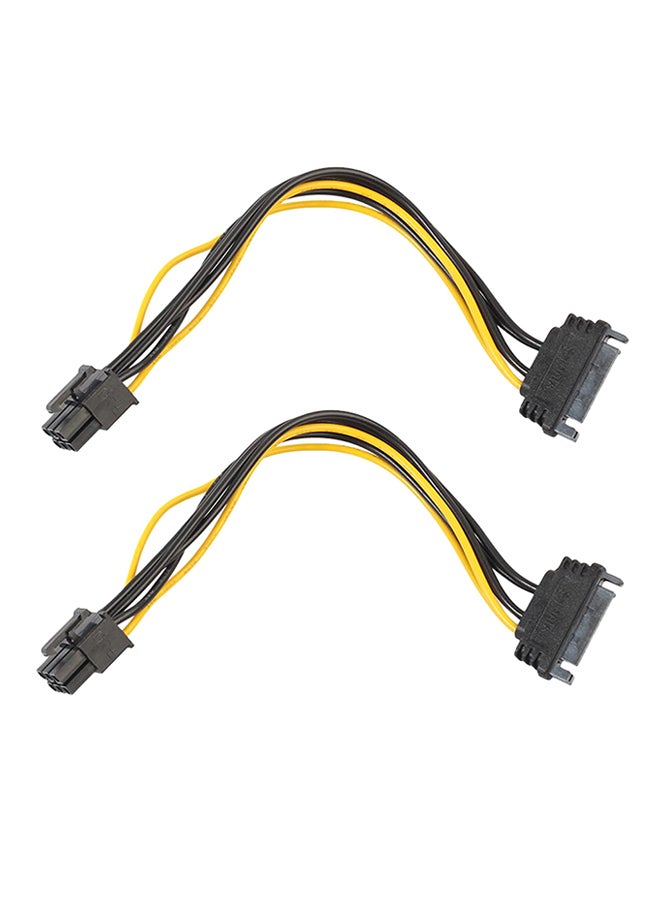 كابل محول مكون من قطعتين من منفذ ساتا ب15 سن إلى منفذ  PCI  إكسبرس ب6 سنون. مناسب لبطاقات الفيديو أسود - Image 1