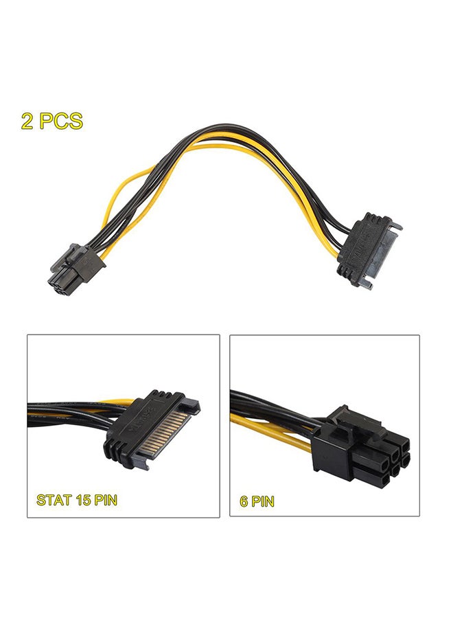 كابل محول مكون من قطعتين من منفذ ساتا ب15 سن إلى منفذ  PCI  إكسبرس ب6 سنون. مناسب لبطاقات الفيديو أسود - Image 2