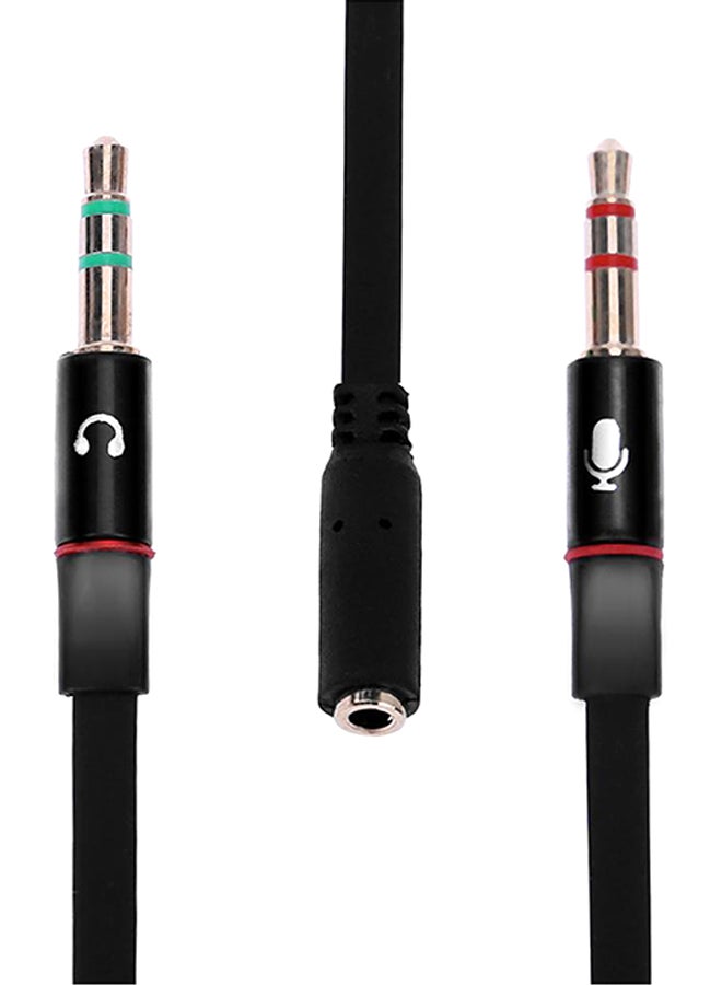 Female To 2 3.5mm Male Plug Y Splitter Stereo Mic Audio Adapter Cable Black - Image 1