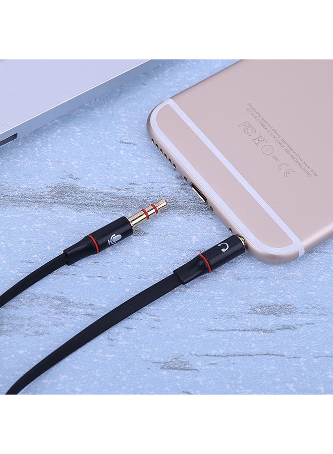 Female To 2 3.5mm Male Plug Y Splitter Stereo Mic Audio Adapter Cable Black - Image 2