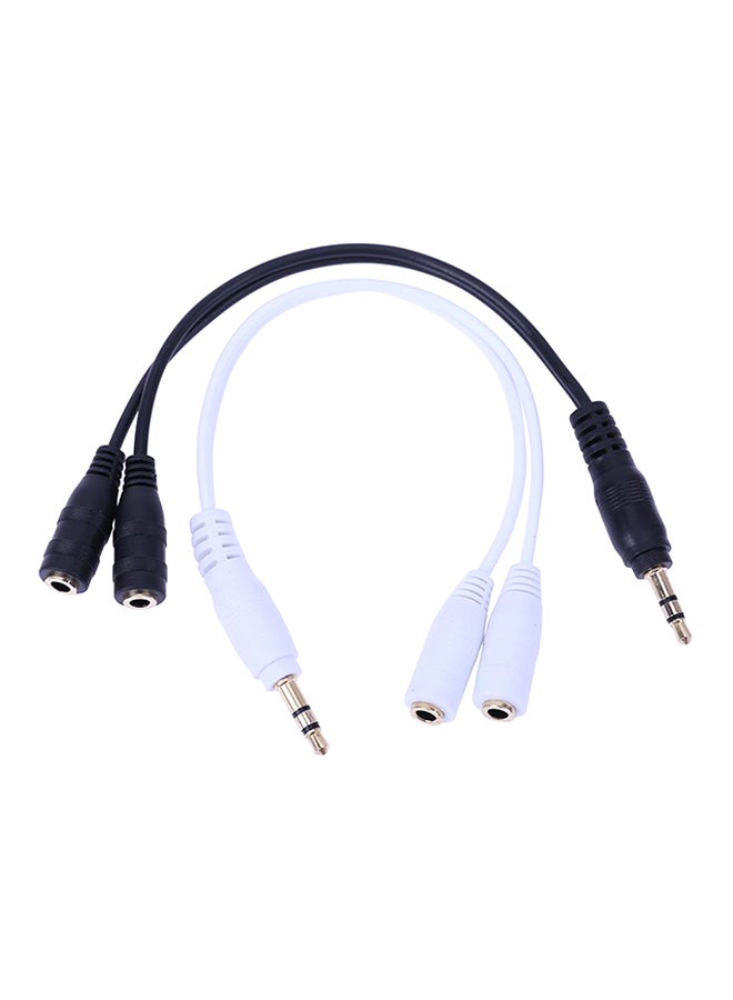 2-Piece 3.5mm Male Stereo Audio To 2 Female Y Splitter Extension Cable Black - Image 1
