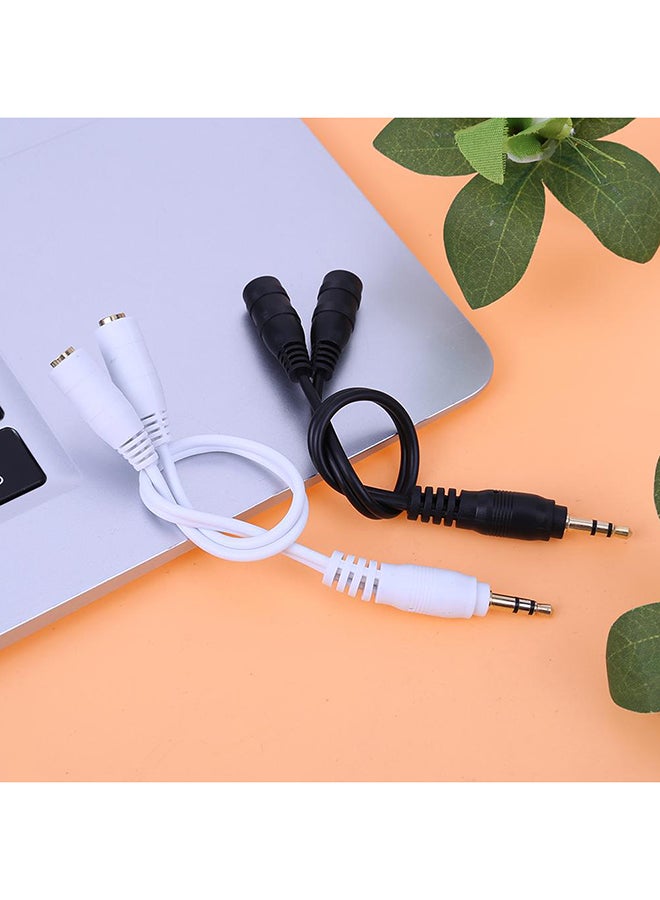 2-Piece 3.5mm Male Stereo Audio To 2 Female Y Splitter Extension Cable Black - Image 3