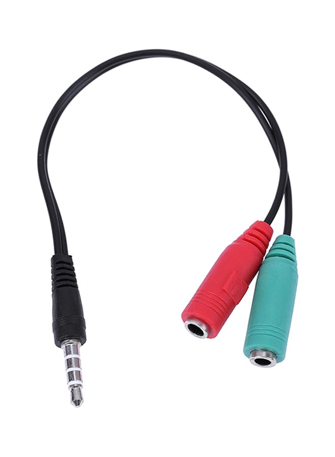 2-Piece 3.5mm Male To 2 Female Y Splitter Audio Extension Cables Adapter Cords Black  - Image 1