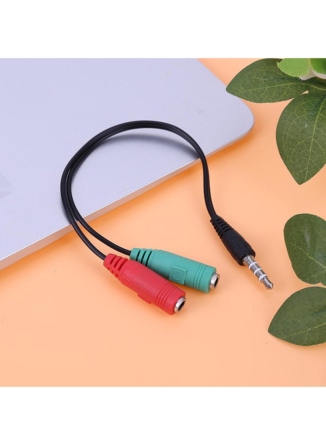 2-Piece 3.5mm Male To 2 Female Y Splitter Audio Extension Cables Adapter Cords Black  - Image 2