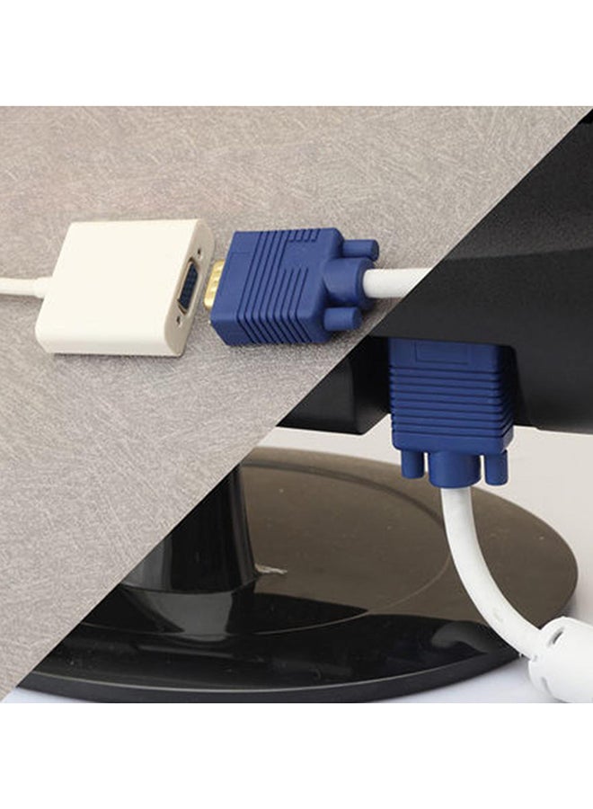 كبل محول بمنفذ للوسائط المتعددة دقة 1080 عالية الوضوح إلى منفذ VGA أبيض - Image 2