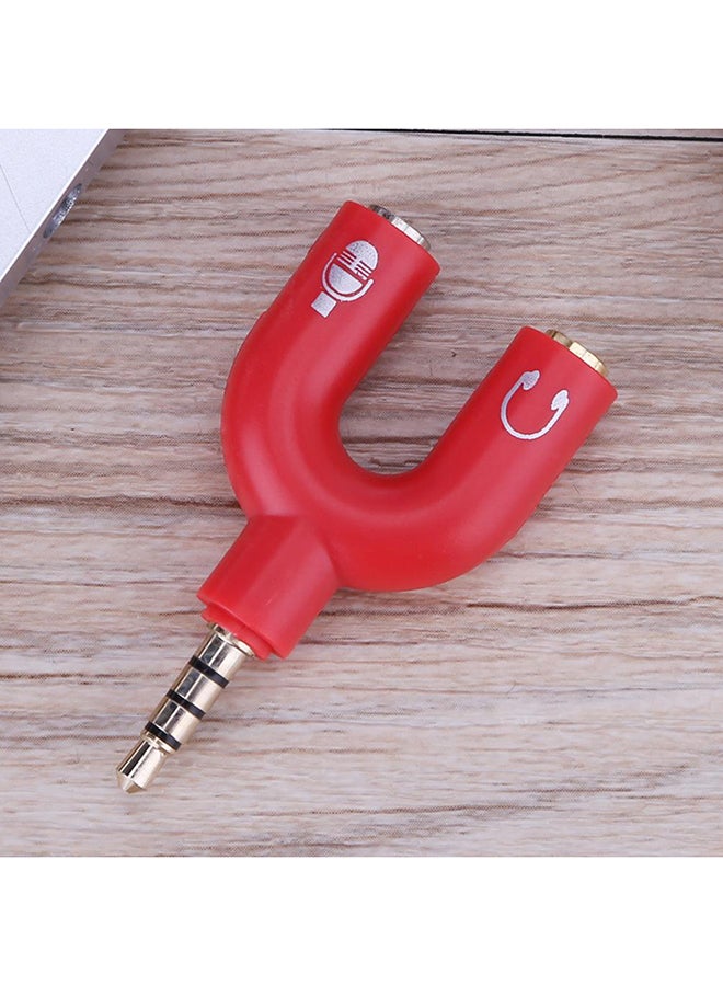 3.5mm Stereo Audio Jack Earphone 2 Way U Splitter Adapter Red - Image 2