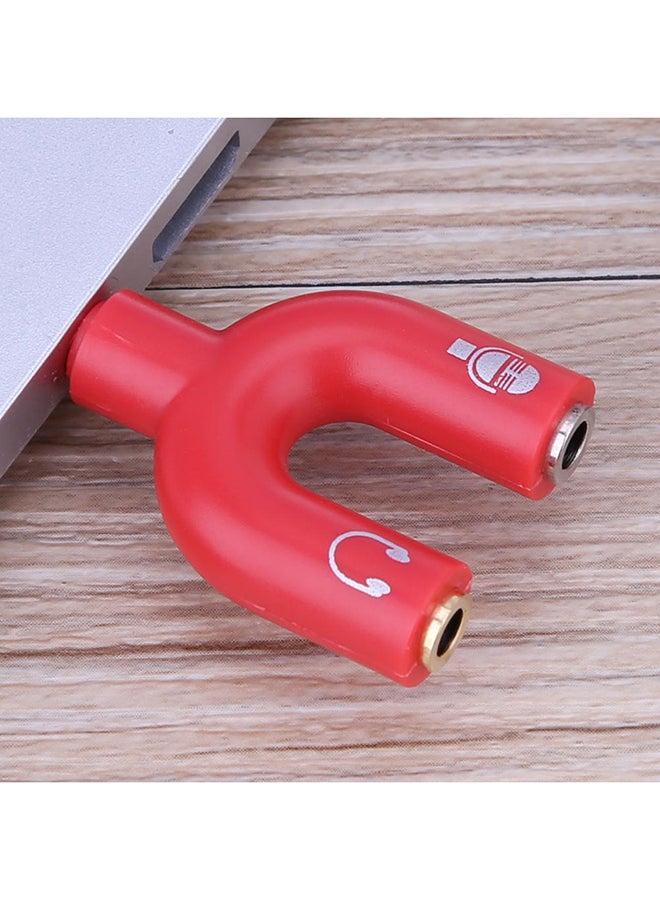 3.5mm Stereo Audio Jack Earphone 2 Way U Splitter Adapter Red - Image 3