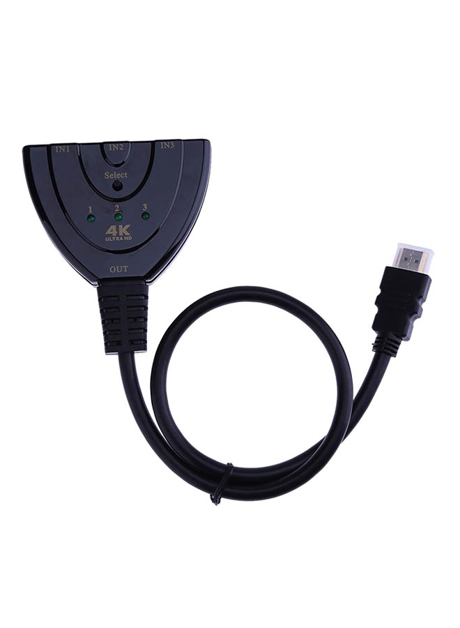 4K x 2K 3D 3-Port HDMI Switch 1.4b 4K Switcher HDMI Splitter 3-In-1 Out Cable Black  - Image 1