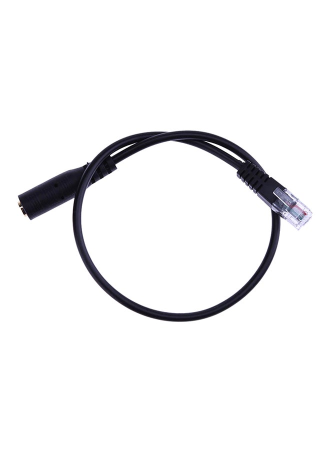 3.5mm Audio Jack Female To Male RJ9 Plug Adapter Converter Cable Black  - Image 1