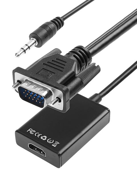 VGA To HDMI Converter Output 1080P HD With Audio Adapter Cable | Black