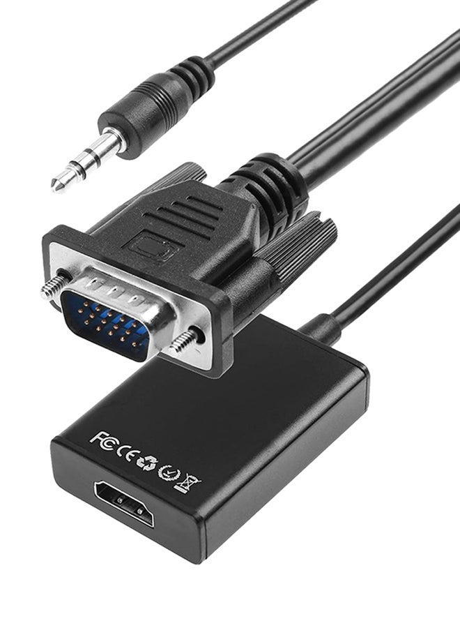 ماركة غير محددة - محول VGA إلى HDMI بوضوح 1080 بيكسل عالي الدقة مع كابل تحويل صوتي أسود - Image 1