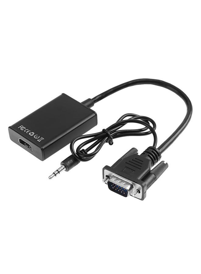 ماركة غير محددة - محول VGA إلى HDMI بوضوح 1080 بيكسل عالي الدقة مع كابل تحويل صوتي أسود - Image 1