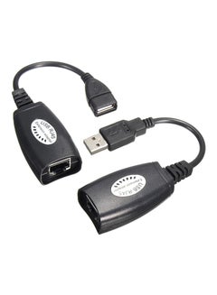 USB Extension Ethernet RJ45 Cat5e/6 Cable LAN Adapter Extender Repeater Kit Black