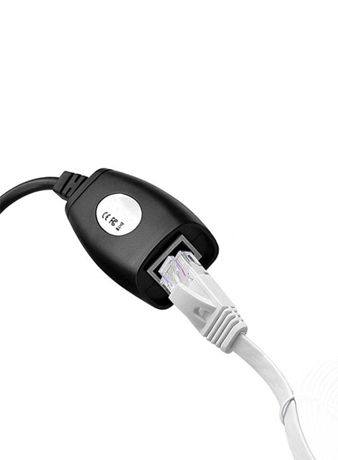 Generic - USB Extension Ethernet RJ45 Cat5e/6 Cable LAN Adapter Extender Repeater Kit Black - Image 1