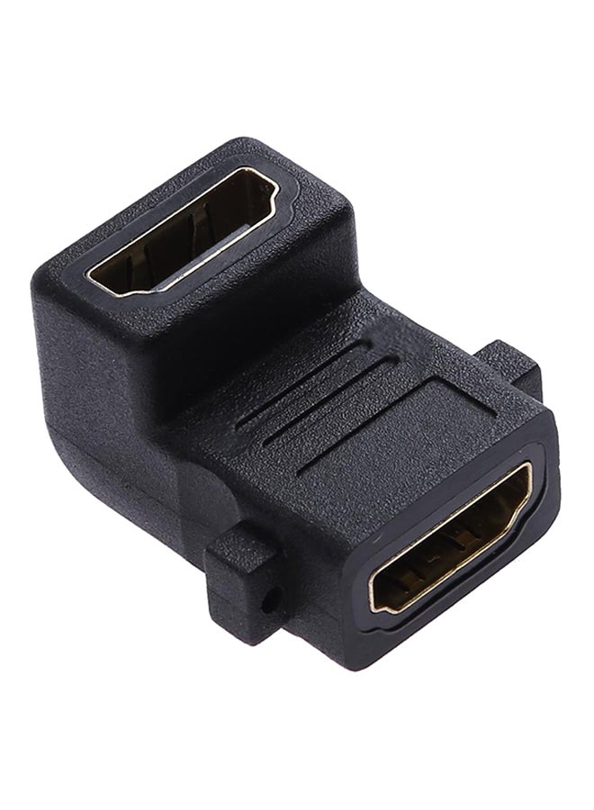 محول كابل HDMI أنثى 90 درجة إلى وصلة أنثى مزود بقفل ملولب أسود - Image 1