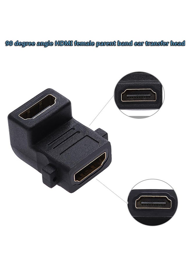 محول كابل HDMI أنثى 90 درجة إلى وصلة أنثى مزود بقفل ملولب أسود - Image 2