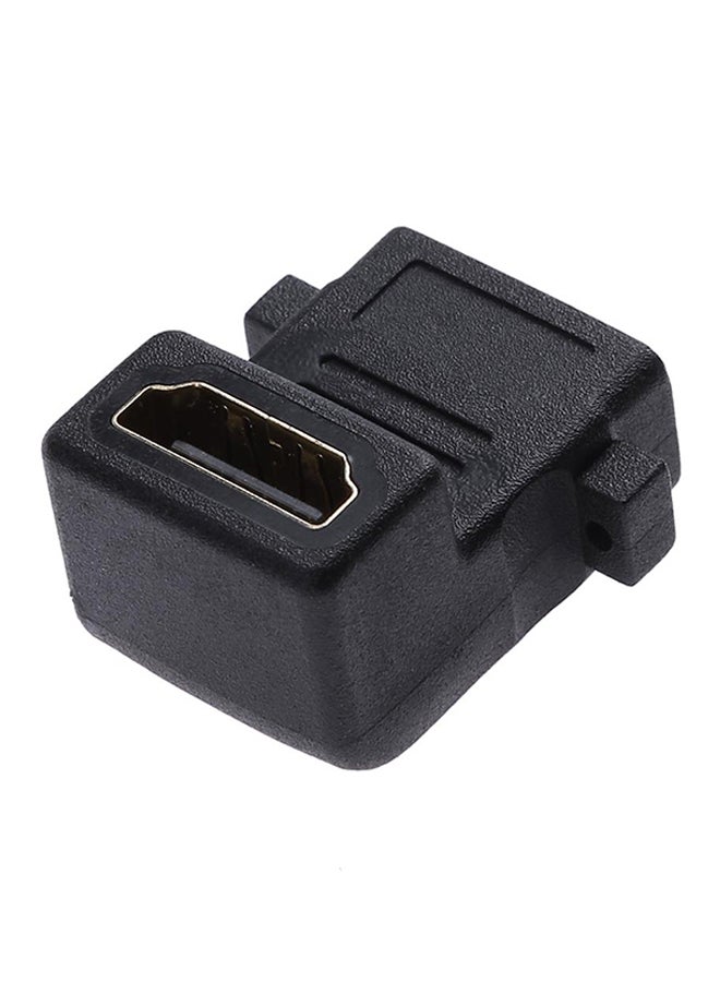 محول كابل HDMI أنثى 90 درجة إلى وصلة أنثى مزود بقفل ملولب أسود - Image 3