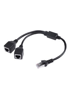 RJ45 Male To 2 Female Splitter DSL LAN Network Ethernet Adapter Cable Black