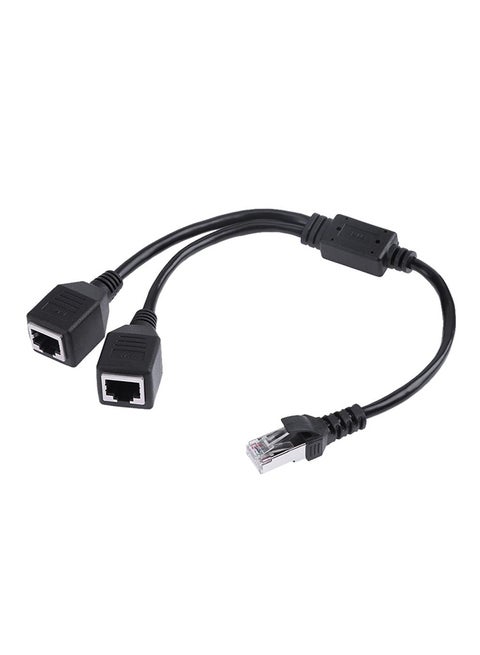 RJ45 Male To 2 Female Splitter DSL LAN Network Ethernet Adapter Cable Black
