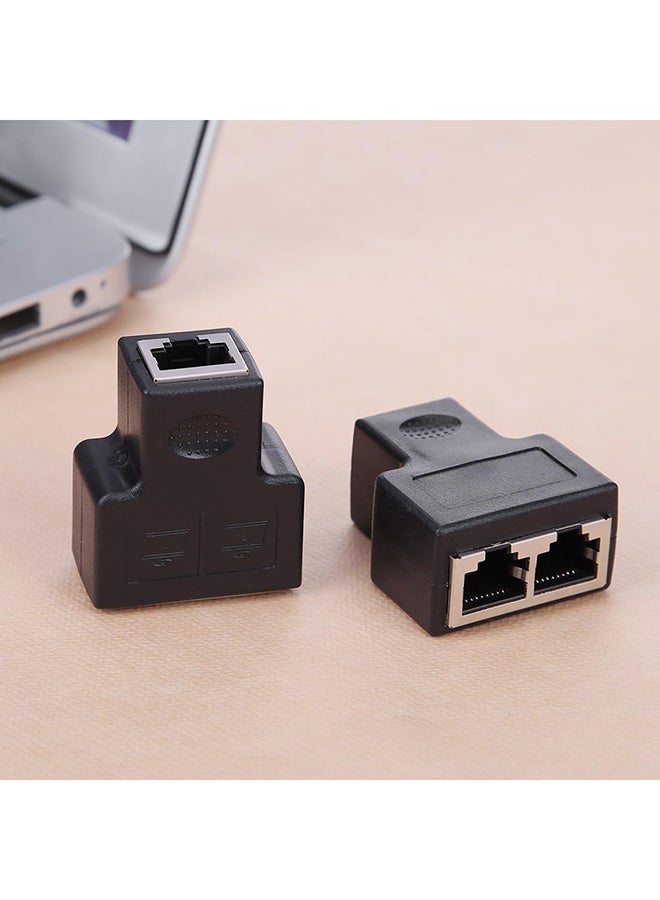 Generic - 2-Piece RJ45 Splitter Connector Black - Image 1