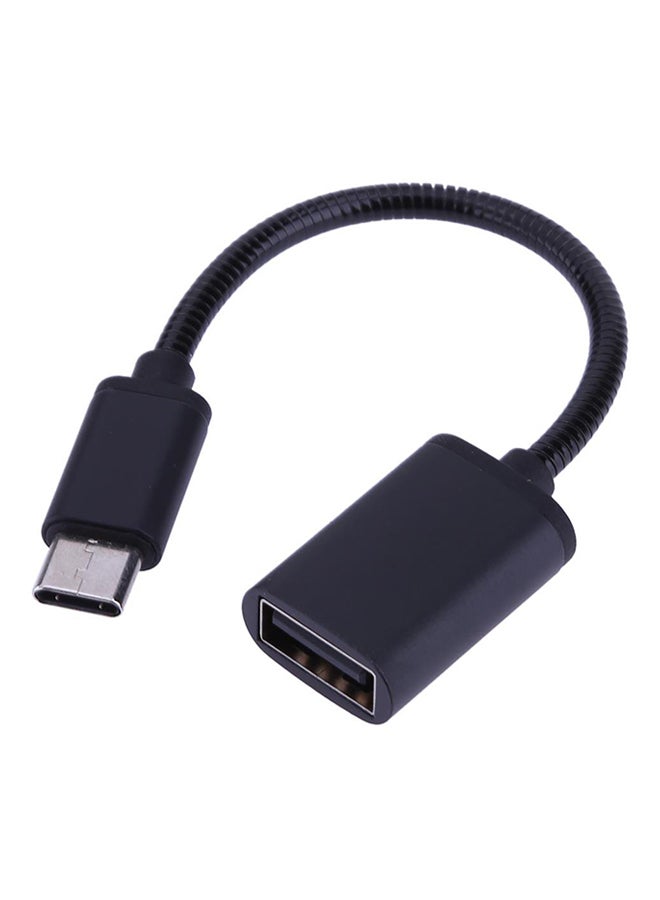 كابل شحن ونقل بيانات بمحول OTG من USB 3.0 إلى نوع C أسود - Image 1