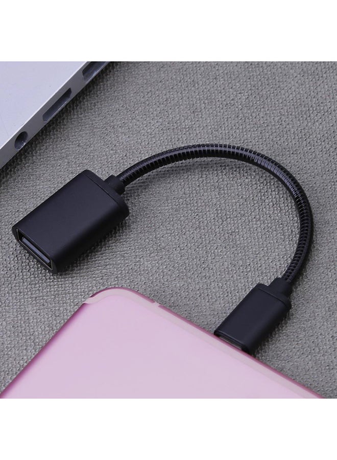 كابل شحن ونقل بيانات بمحول OTG من USB 3.0 إلى نوع C أسود - Image 2