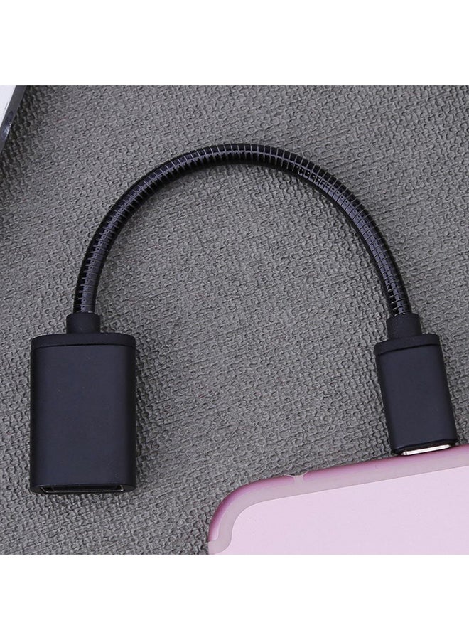 كابل شحن ونقل بيانات بمحول OTG من USB 3.0 إلى نوع C أسود - Image 3