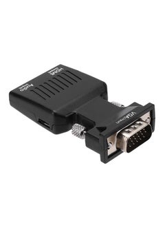 ماركة غير محددة محول فيديو بجودة 1080بكسل من منفذ VGA إلى HDMI قابل للنقل مع كابل للصوت والطاقة أسود  - Image 1