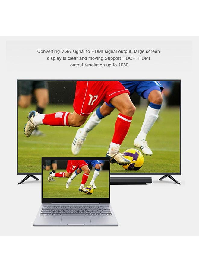 كابل محول بجودة 1080P بمنفذ فيجا USB إلى منفذ HDMI مزود بمحول صوت لأجهزة الكمبيوتر واللابتوب أسود - Image 3