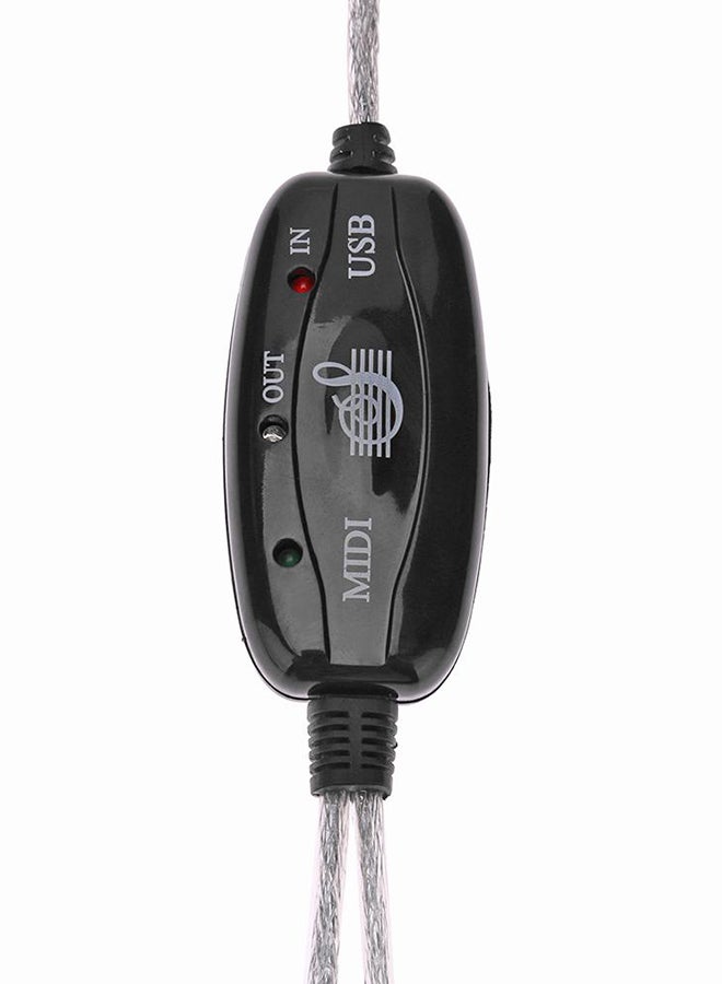 USB MIDI In-Out Interface Cable Converter PC To Keyboard Black - Image 3
