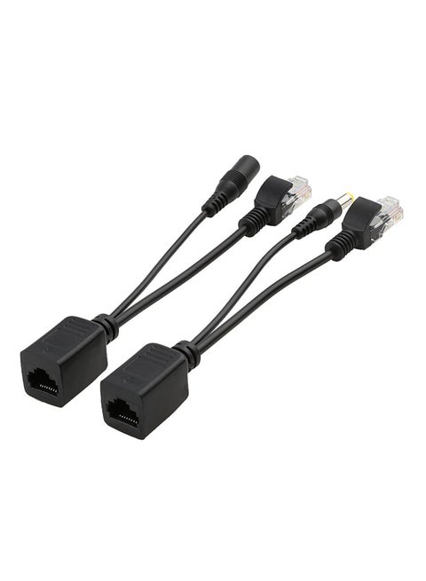 2-Piece POE Adapter Wire RJ45 Injector Splitter Ethernet Synthesizer Separator Black