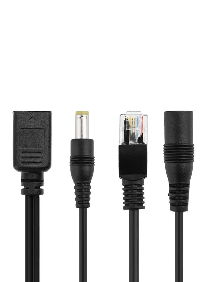 Generic - 2-Piece POE Adapter Wire RJ45 Injector Splitter Ethernet Synthesizer Separator Black - Image 1