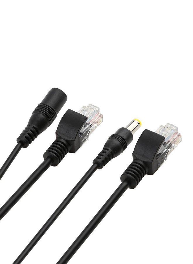 Generic - 2-Piece POE Adapter Wire RJ45 Injector Splitter Ethernet Synthesizer Separator Black - Image 1