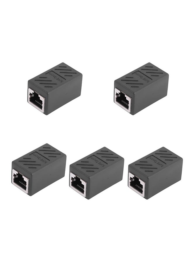 5-Piece RJ45 Inline Coupler Cat7 Cat6 Cat5e Ethernet Network Cable Adapter Black  - Image 1