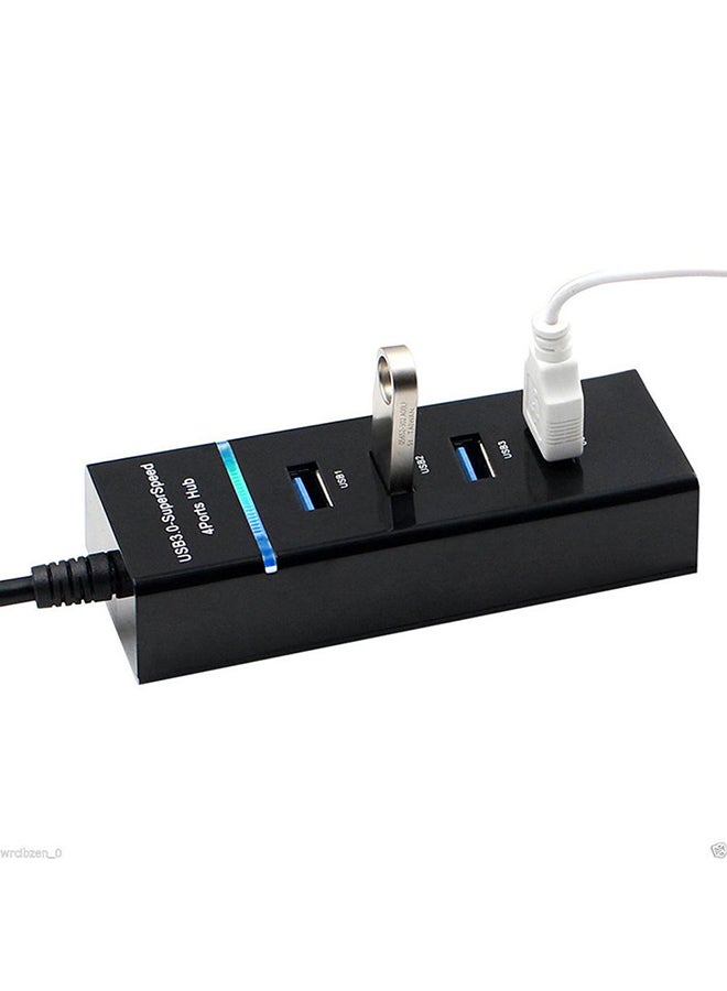 Generic - 4 Port USB 3.0 Hub Super Speed 5 Gbps Converter Cable Adapter Black - Image 1